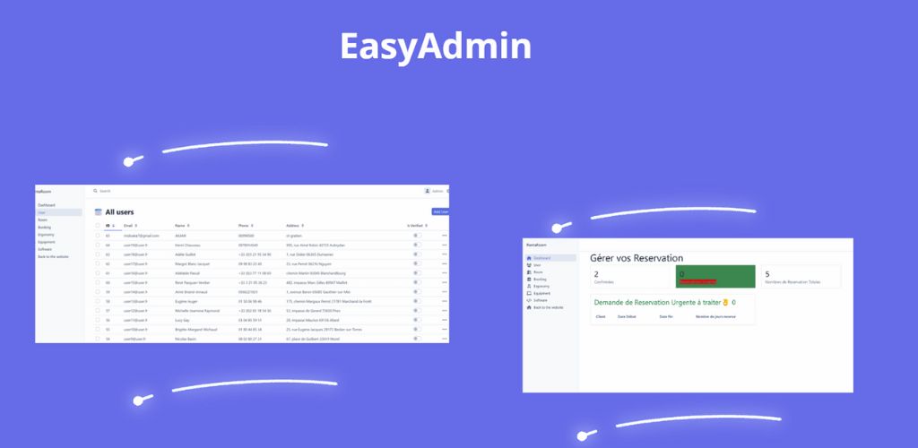 Page réservation d'une salle